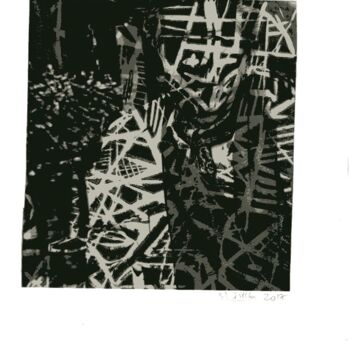 Incisioni, stampe intitolato "Masques" da Sophie Le Tellier, Opera d'arte originale, Incisioni su linoleum