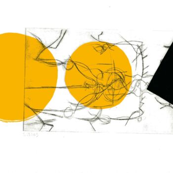 Obrazy i ryciny zatytułowany „Cercles jaunes” autorstwa Sophie Le Tellier, Oryginalna praca, Rytownictwo
