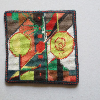 Textilkunst mit dem Titel "Ici" von Sophie Le Tellier, Original-Kunstwerk, Stickerei