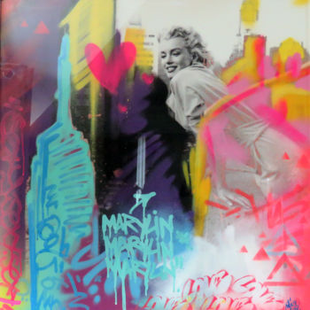 Malerei mit dem Titel "Marylin Monroe graf…" von Solice, Original-Kunstwerk, Sprühfarbe