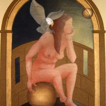 Картина под названием "L'aigle, Messager D…" - Solle Martineau, Подлинное произведение искусства, Акрил