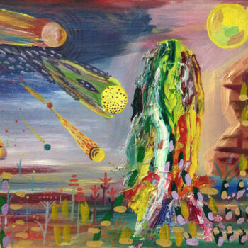 Schilderij getiteld "Day comet" door Solomon Tair Sharif, Origineel Kunstwerk, Olie