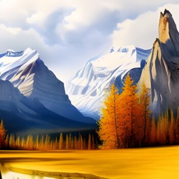 Arts numériques intitulée "Autumn In the Mount…" par Solomon Walker, Œuvre d'art originale, Peinture numérique