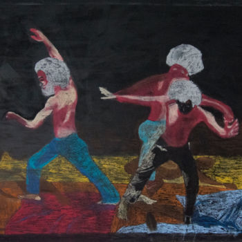 Painting titled "Capoeira on the Str…" by Soloni Freitas, Original Artwork, Pastel