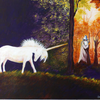 Peinture intitulée "Licorne" par Hocine Soltane, Œuvre d'art originale, Acrylique