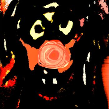 Arts numériques intitulée "DOG BLACK CLOWN" par Solune, Œuvre d'art originale, Peinture numérique