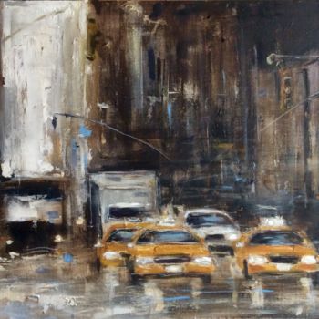 Painting titled "BUSY DAY IN NEW YORK" by Solveiga, Original Artwork, Acrylic