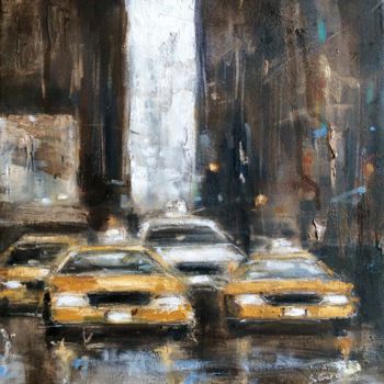 Painting titled "YELLOW CABS" by Solveiga, Original Artwork