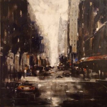 Painting titled "Upper Manhattan" by Solveiga, Original Artwork, Acrylic
