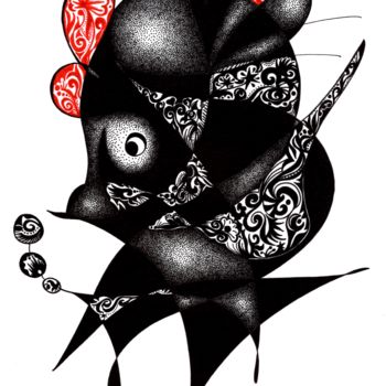 Σχέδιο με τίτλο "Un panda en vacances" από Solveig Marty "Sol", Αυθεντικά έργα τέχνης, Μελάνι