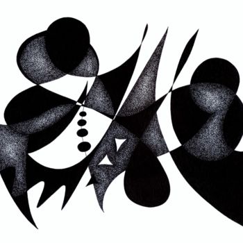 Tekening getiteld "Bal masqué" door Solveig Marty "Sol", Origineel Kunstwerk, Inkt
