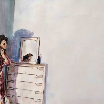 Pittura intitolato "earring" da Somayeh Faal, Opera d'arte originale, Acquarello