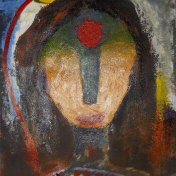 Painting titled "Folk Tale 5" by Somnath Mukhopadhyay, Original Artwork, Oil