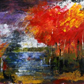 Painting titled "Land-scape 04 (Spri…" by Somnath Mukhopadhyay, Original Artwork, Oil