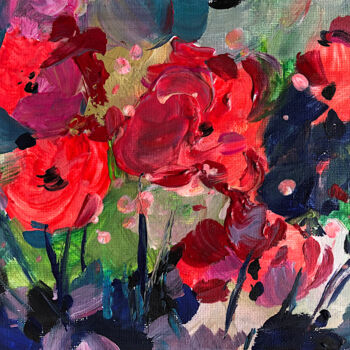 Painting titled "Red Poppies" by Sona Adalyan, Original Artwork, Acrylic