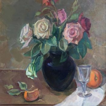 Painting titled "Roses" by Hayk Gharagyozyan, Original Artwork, Oil
