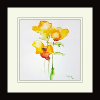Картина под названием "Flowers 2" - Sonaly Gandhi, Подлинное произведение искусства, Акварель