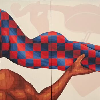 Schilderij getiteld "Dancing Couple 1" door Sonaly Gandhi, Origineel Kunstwerk, Acryl Gemonteerd op Frame voor houten branca…