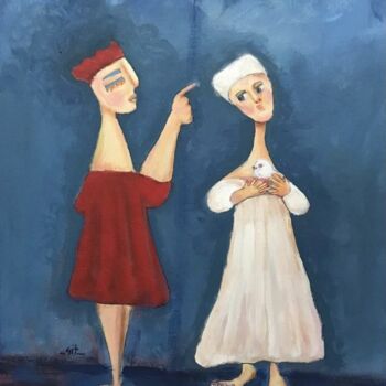 Painting titled "LISTEN" by Songul Torunoglu, Original Artwork, Acrylic