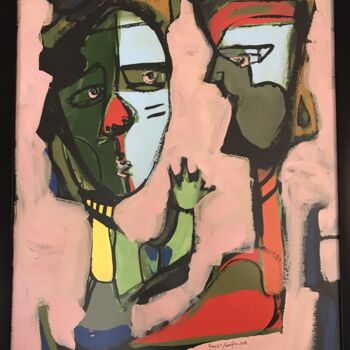 Painting titled "DIALOGUE" by Songul Torunoglu, Original Artwork, Acrylic Mounted on Wood Panel