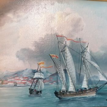 Painting titled "Mirage océanique" by Luis Margallo, Original Artwork, Oil