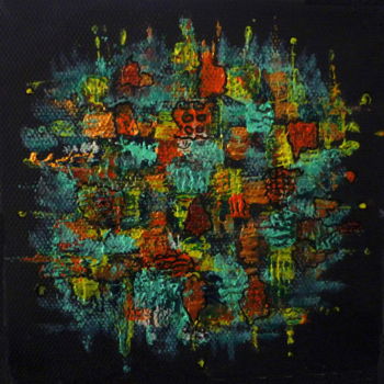 Malerei mit dem Titel "MOSAIQUE VERT JAUNE…" von Sonia Mandel, Original-Kunstwerk, Acryl