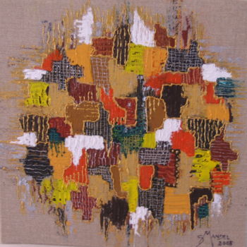 Painting titled "MOSAIQUE DOREE OCRE…" by Sonia Mandel, Original Artwork, Acrylic