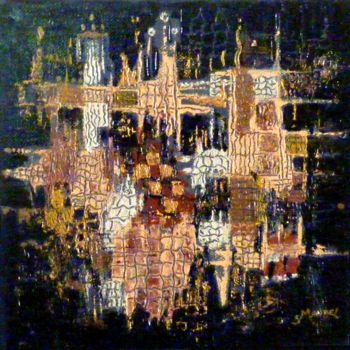 Painting titled "PAVE MOSAIQUE DORE…" by Sonia Mandel, Original Artwork, Acrylic
