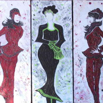 Painting titled "TRIPTYQUE MODE 1-2-3" by Sonia Mandel, Original Artwork, Acrylic
