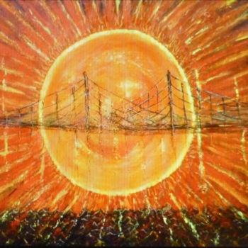 Painting titled "SOLEIL D'ORIENT" by Sonia Mandel, Original Artwork, Acrylic