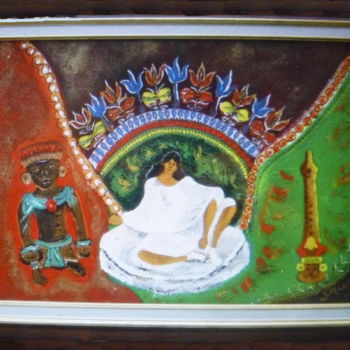 Pintura intitulada "HOMMAGE A FRIDA KHA…" por Sonia Mandel, Obras de arte originais, Acrílico