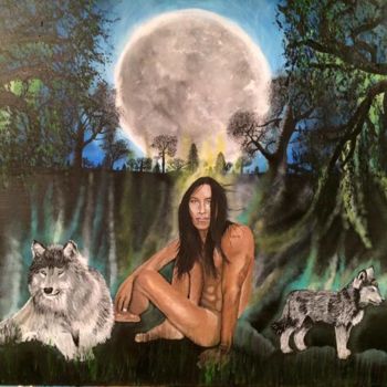 Painting titled "moon-connection1.jpg" by Dohi Art, Original Artwork, Acrylic