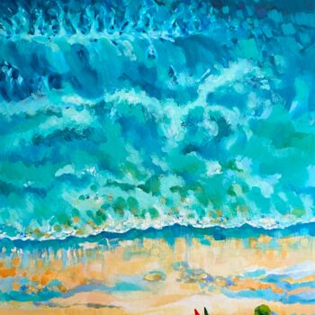 Peinture intitulée "Survol de Zanzibar" par Sonia Di Maccio, Œuvre d'art originale, Acrylique Monté sur Châssis en bois