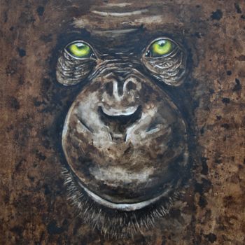 Peinture intitulée "Mathilde, la chimpa…" par Sonia Diao, Œuvre d'art originale, Acrylique