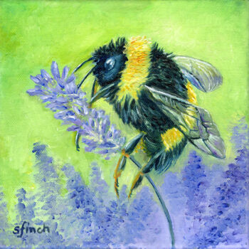 Painting titled "Spirit of Bee" by Sonia Finch, Original Artwork, Oil Mounted on Wood Stretcher frame