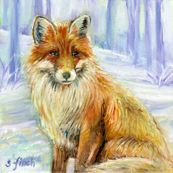"Spirit of Fox" başlıklı Tablo Sonia Finch tarafından, Orijinal sanat, Petrol Ahşap Sedye çerçevesi üzerine monte edilmiş