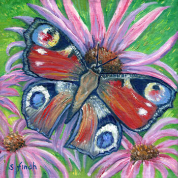 Pintura intitulada "Spirit of Butterfly" por Sonia Finch, Obras de arte originais, Óleo Montado em Armação em madeira