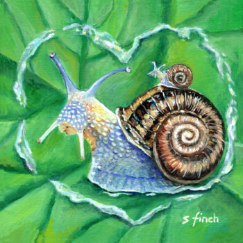 Peinture intitulée "Spirit of Snail" par Sonia Finch, Œuvre d'art originale, Huile Monté sur Châssis en bois