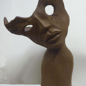 Sculpture intitulée "AMOUR MASQUE" par Sonia Mandel, Œuvre d'art originale, Terre cuite