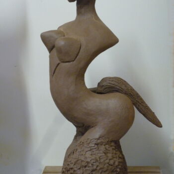Sculpture titled "CHEVAL DE FEU Terre…" by Sonia Mandel, Original Artwork, Terra cotta