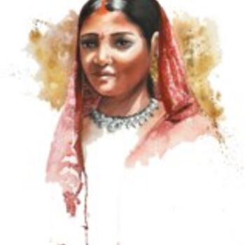 Schilderij getiteld "L’art du sari, Vârâ…" door Sonia Privat, Origineel Kunstwerk, Olie
