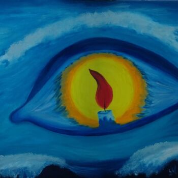 Peinture intitulée "Oeil dans le ciel" par Sonia Verin, Œuvre d'art originale, Huile