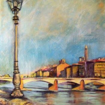 Malerei mit dem Titel "Le pont royal" von Sonia Demangel, Original-Kunstwerk