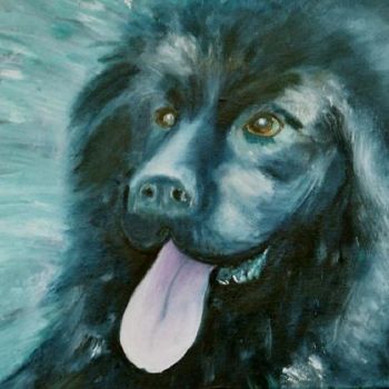 Peinture intitulée "Le chien bleu" par Sonia Goutte, Œuvre d'art originale