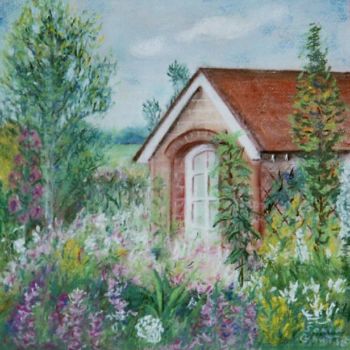 Pintura intitulada "Maison de jardin" por Sonia Goutte, Obras de arte originais