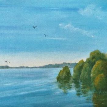 Peinture intitulée " Le lac d'Amance" par Sonia Goutte, Œuvre d'art originale