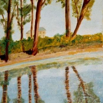 Peinture intitulée " Lac des Ibis" par Sonia Goutte, Œuvre d'art originale