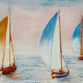 Pintura intitulada " Trois voiles" por Sonia Goutte, Obras de arte originais