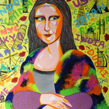Malerei mit dem Titel "Monalisa !! Pop Art…" von Amita Dand, Original-Kunstwerk, Acryl