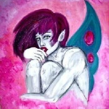 Schilderij getiteld "Purple fairy" door Sonia Rhea, Origineel Kunstwerk